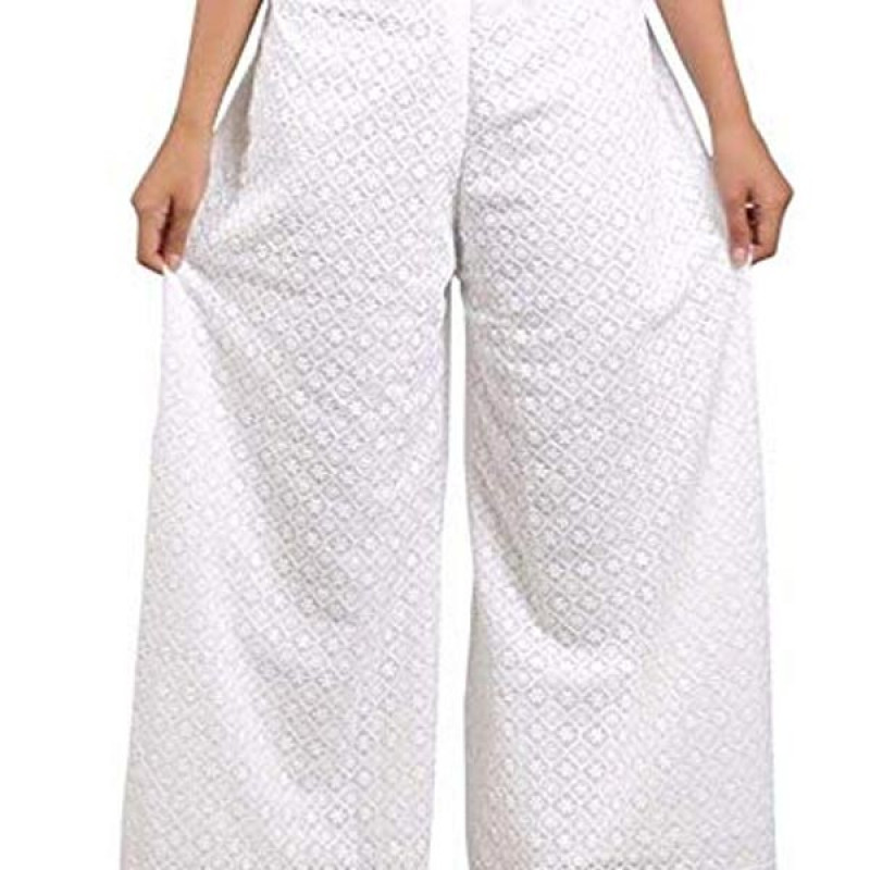 Women's White Coloured Palazzo Pants